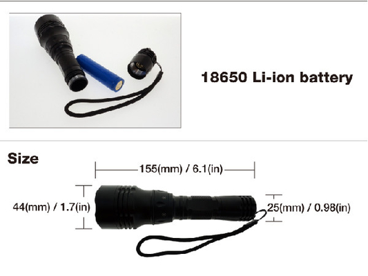 Taaie Kleine Grootte 18650 het Duiken LEIDEN Flitslicht met de Omwentelingsschakelaar van de Magneetcontrole