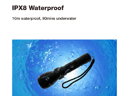 Handsize het Duiken van het LEIDENE de Weerstand Flitslichtipx8 Water met de Ionenbatterij van Li 18650