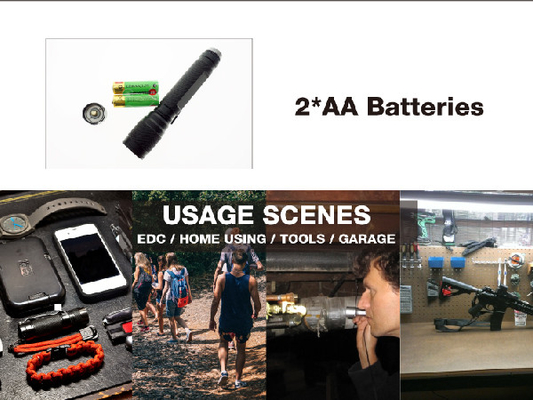 traditioneel handsize 2*AA-Zoemende flitslicht van het batterijen het handige cree geleide hoge lumen voor EDC